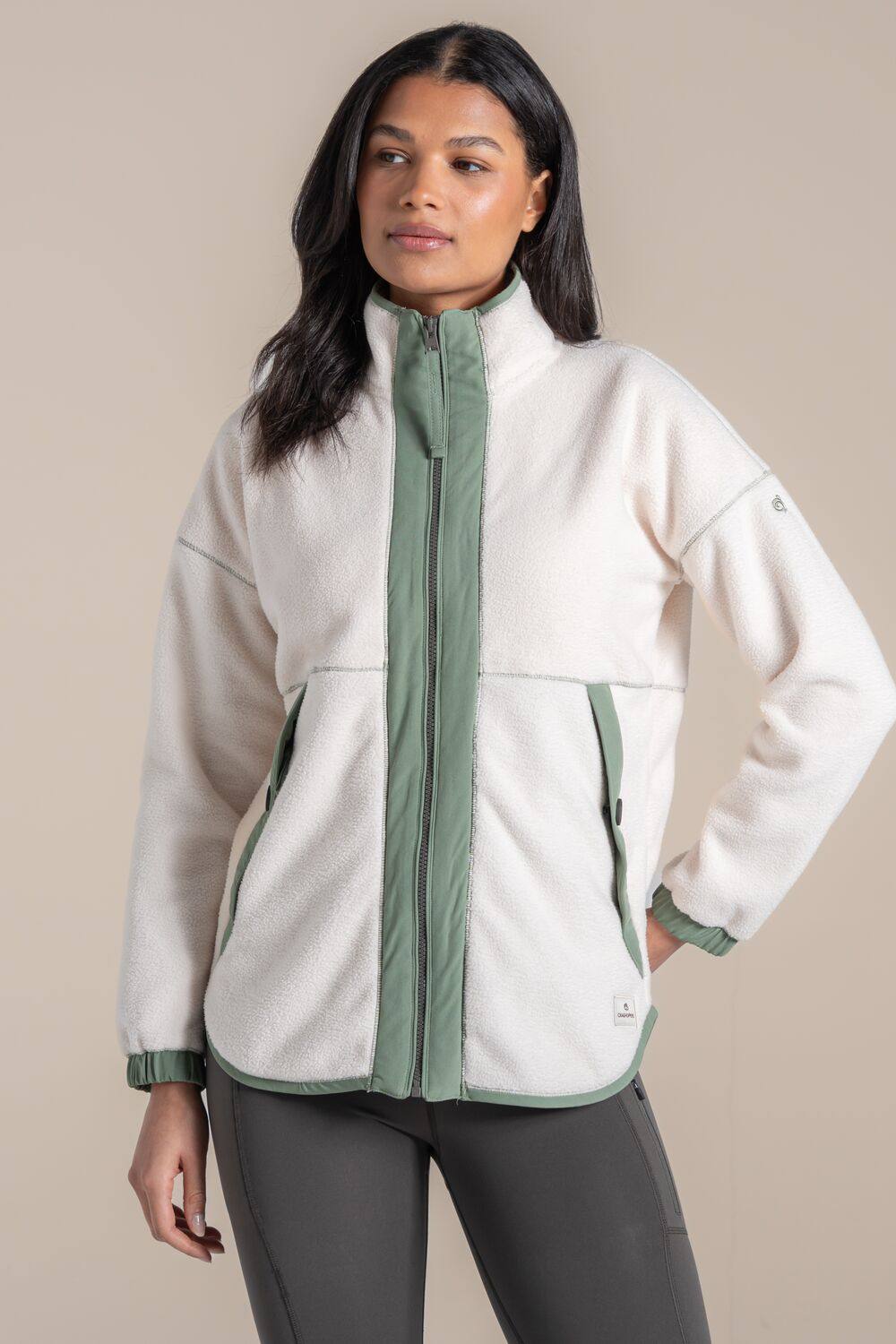 Craghoppers Kidsy Borg Full-Zip Active Fleece Jacket In Cream Craghoppers Kidsy Borg Full-Zip Active Fleece Jacket In Cream