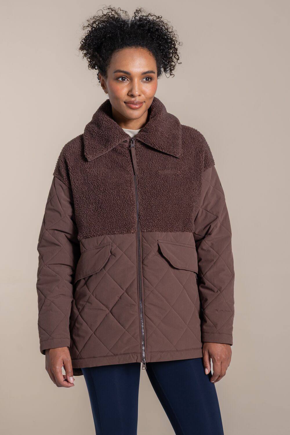 Craghoppers Fairfield Borg Water-Repellent Hybrid Fleece Jacket In Brown