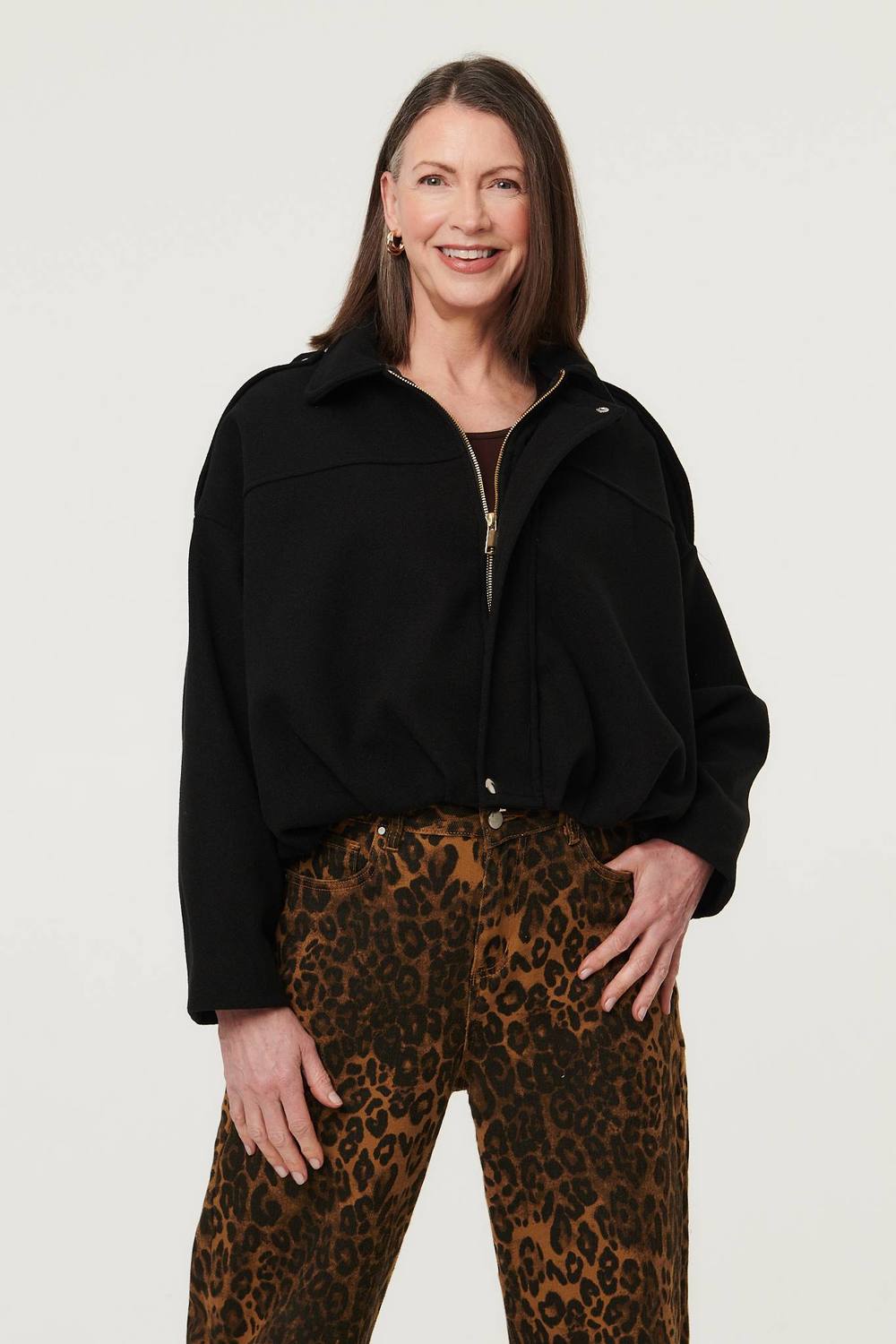 Izabel London Faux Suede Ruched Relaxed Bomber Jacket In Black Izabel London Faux Suede Ruched Relaxed Bomber Jacket In Black