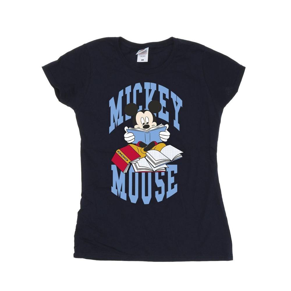 Disney Mickey Mouse Reading Books Cotton Shirt In Navy Disney Mickey Mouse Reading Books Cotton Shirt In Navy