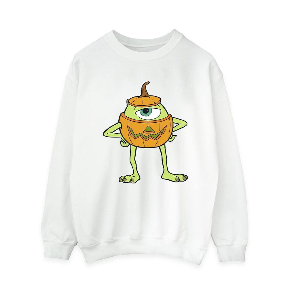 Disney Mike Pumpkin Halloween Sweatshirt In White Disney Mike Pumpkin Halloween Sweatshirt In White