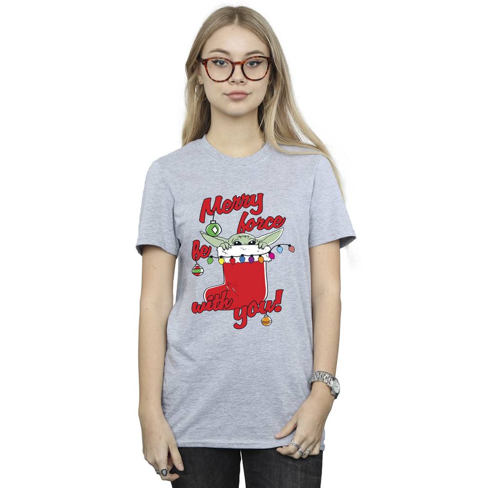 Star Wars Merry Force Be With You Boyfriend Shirt In Grey Star Wars Merry Force Be With You Boyfriend Shirt In Grey