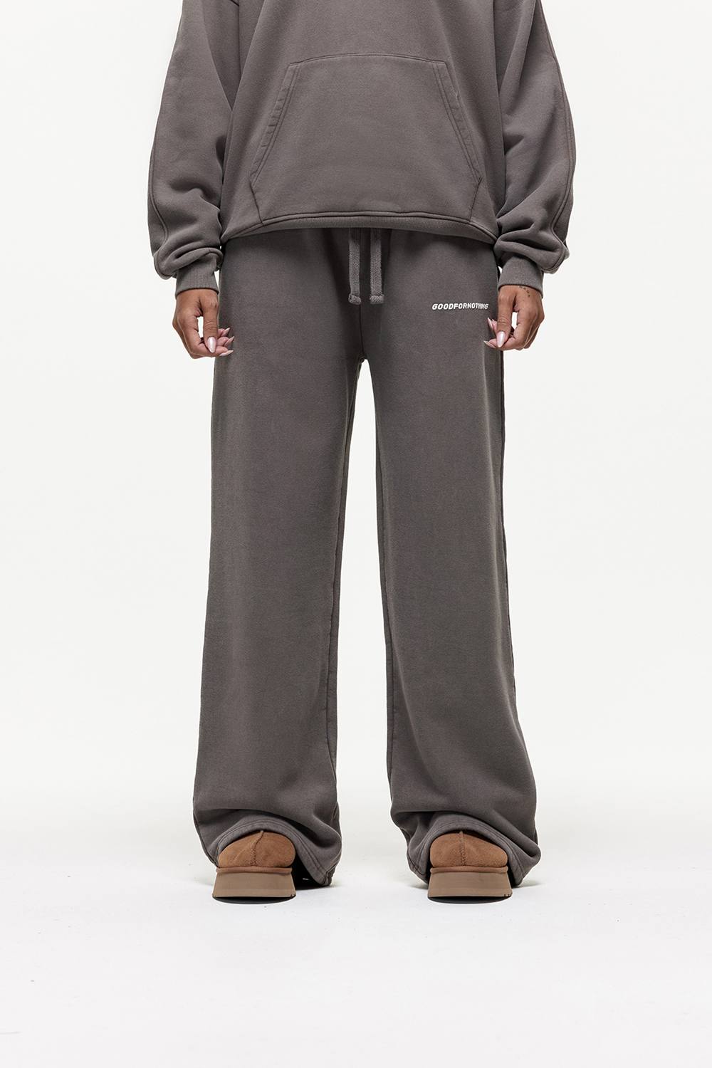 Good For Nothing Vintage Washed Wide Leg Joggers In Taupe Good For Nothing Vintage Washed Wide Leg Joggers In Taupe