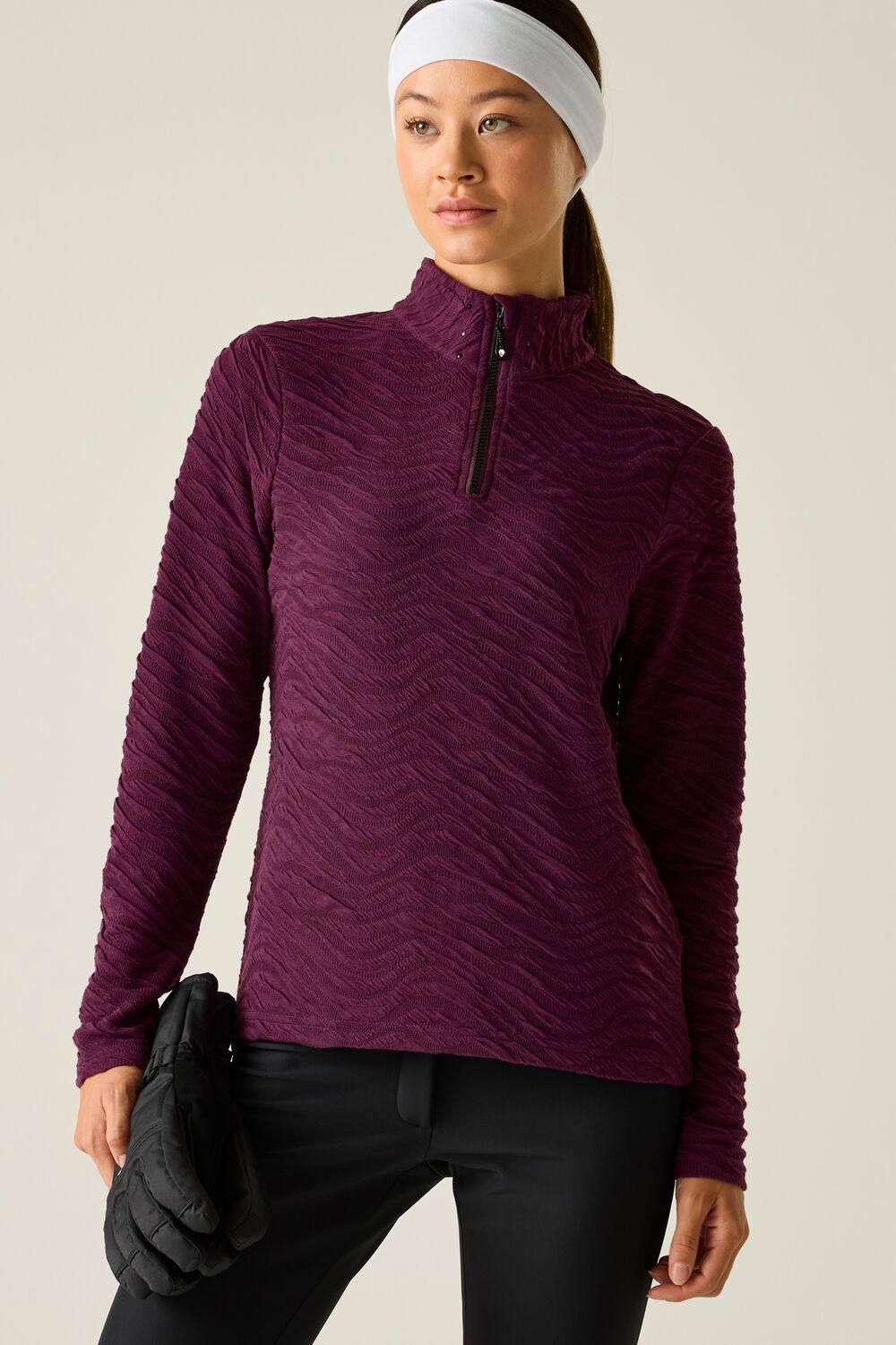 Dare B Glamourize Midlayer Quarter-Zip Insulating Active Fleece In Purple Dare B Glamourize Midlayer Quarter-Zip Insulating Active Fleece In Purple