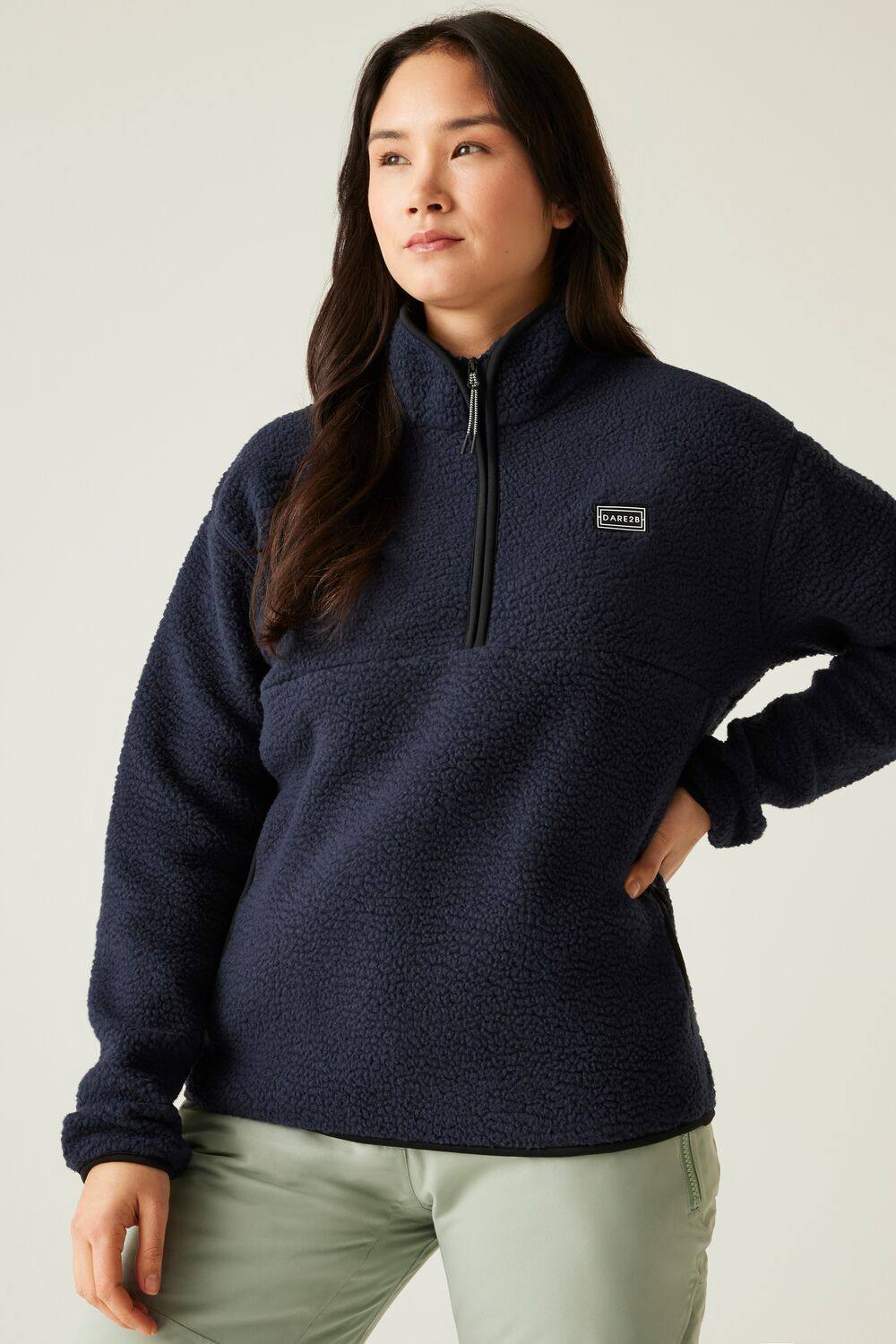 Dare B Slide Out Half Zip Borg Fleece In Dark Navy Dare B Slide Out Half Zip Borg Fleece In Dark Navy