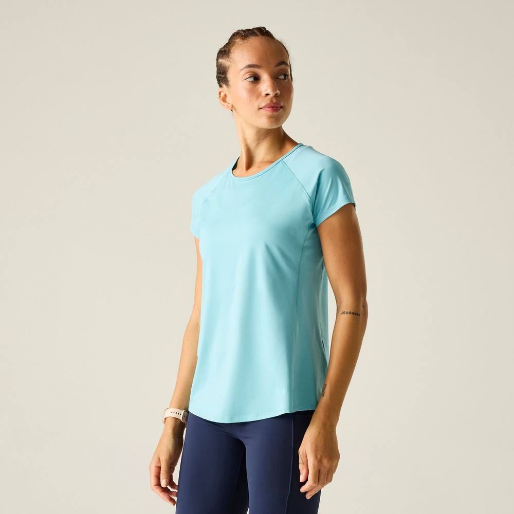 Dare B Corral Active Short Sleeved Scoop Neck Shirt In Light Blue Dare B Corral Active Short Sleeved Scoop Neck Shirt In Light Blue