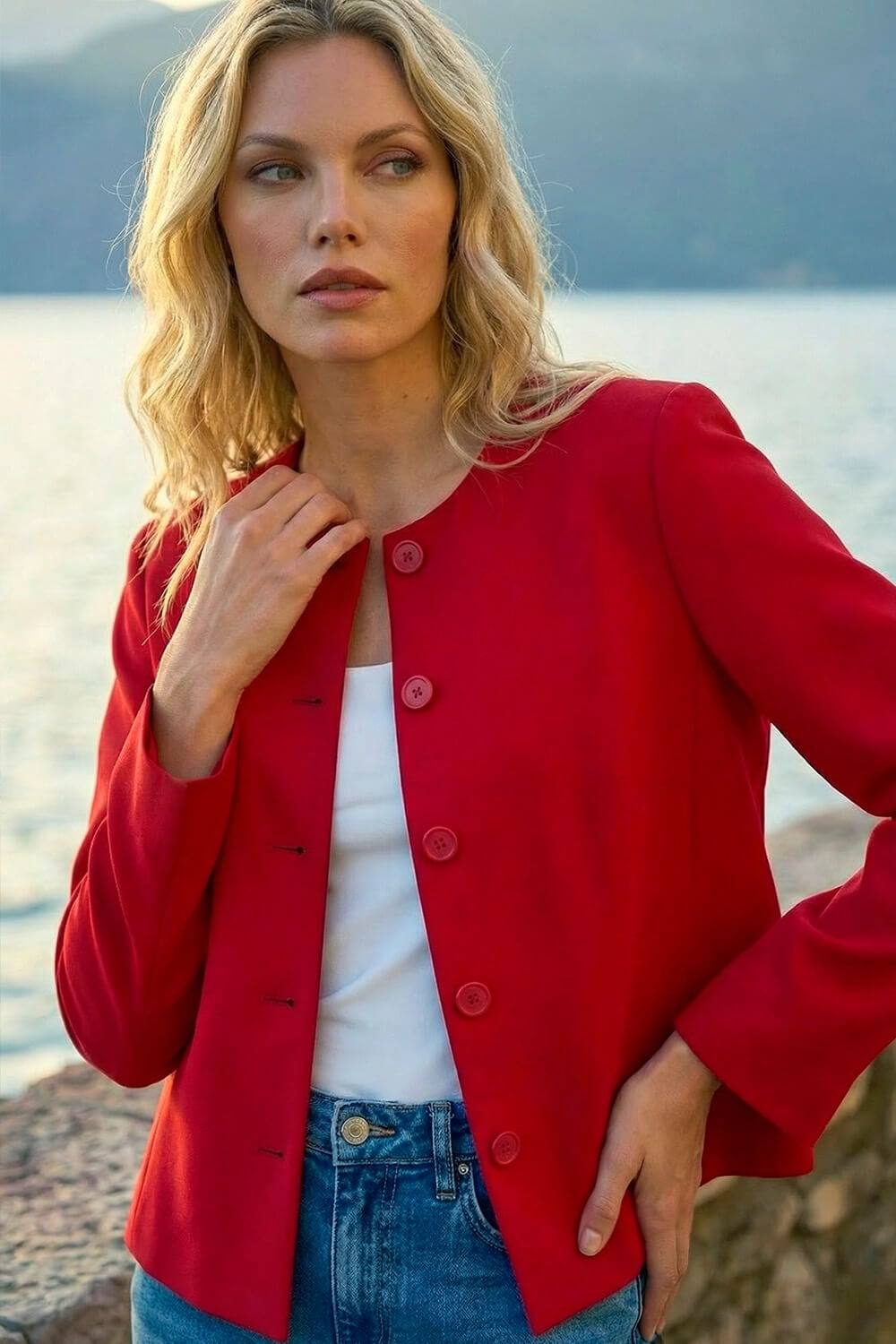 Roman Crepe Textured Suit Jacket
