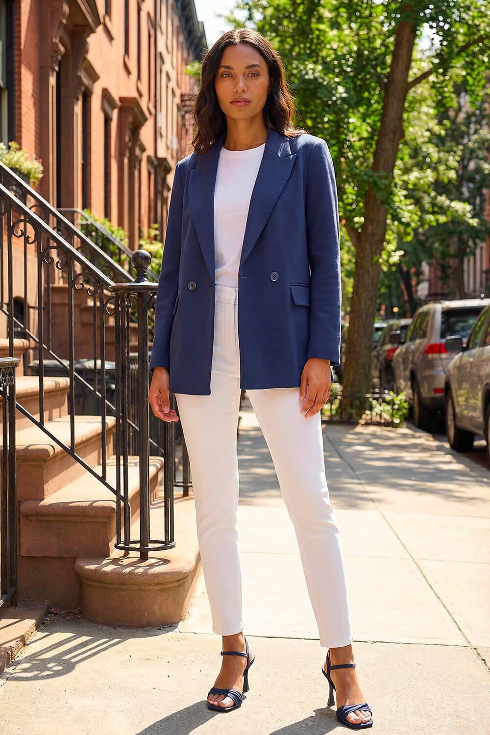 Roman Premium Stretch Ponte Blazer In Navy Roman Premium Stretch Ponte Blazer In Navy