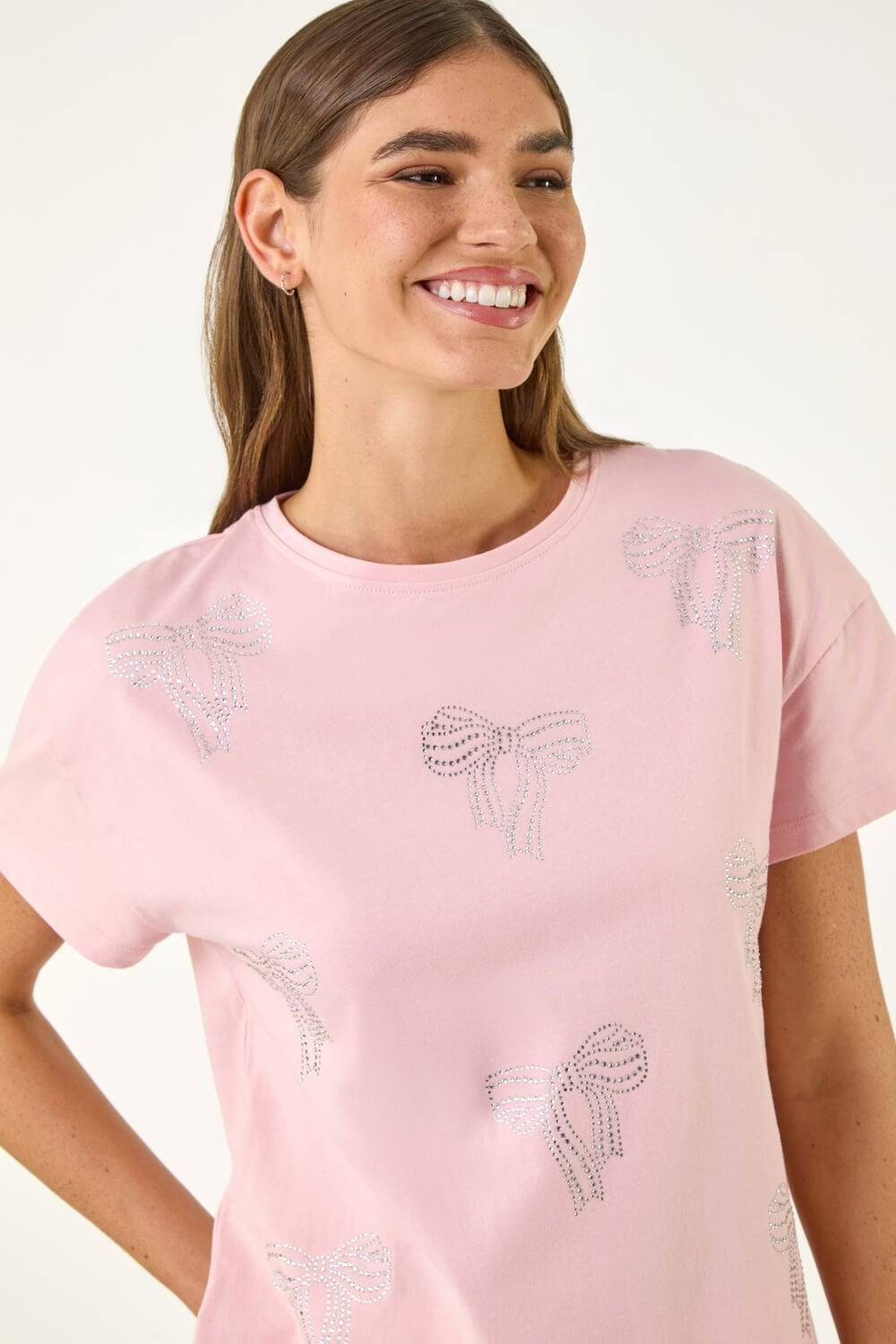 Roman Bow Embellished Cotton Shirt In Pink Roman Bow Embellished Cotton Shirt In Pink