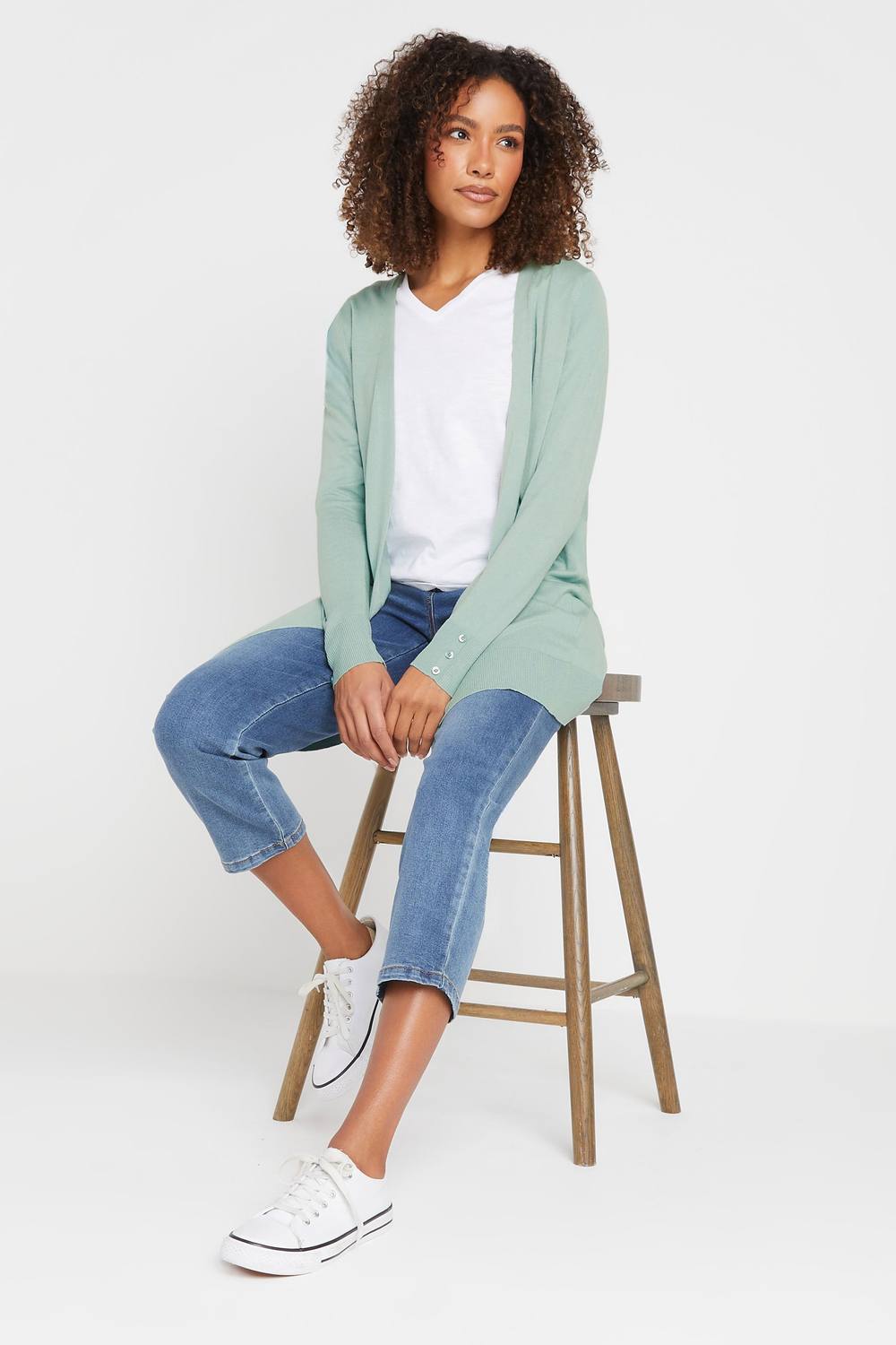 M&co Longline Knitted Cardigan In Light Green M&co Longline Knitted Cardigan In Light Green