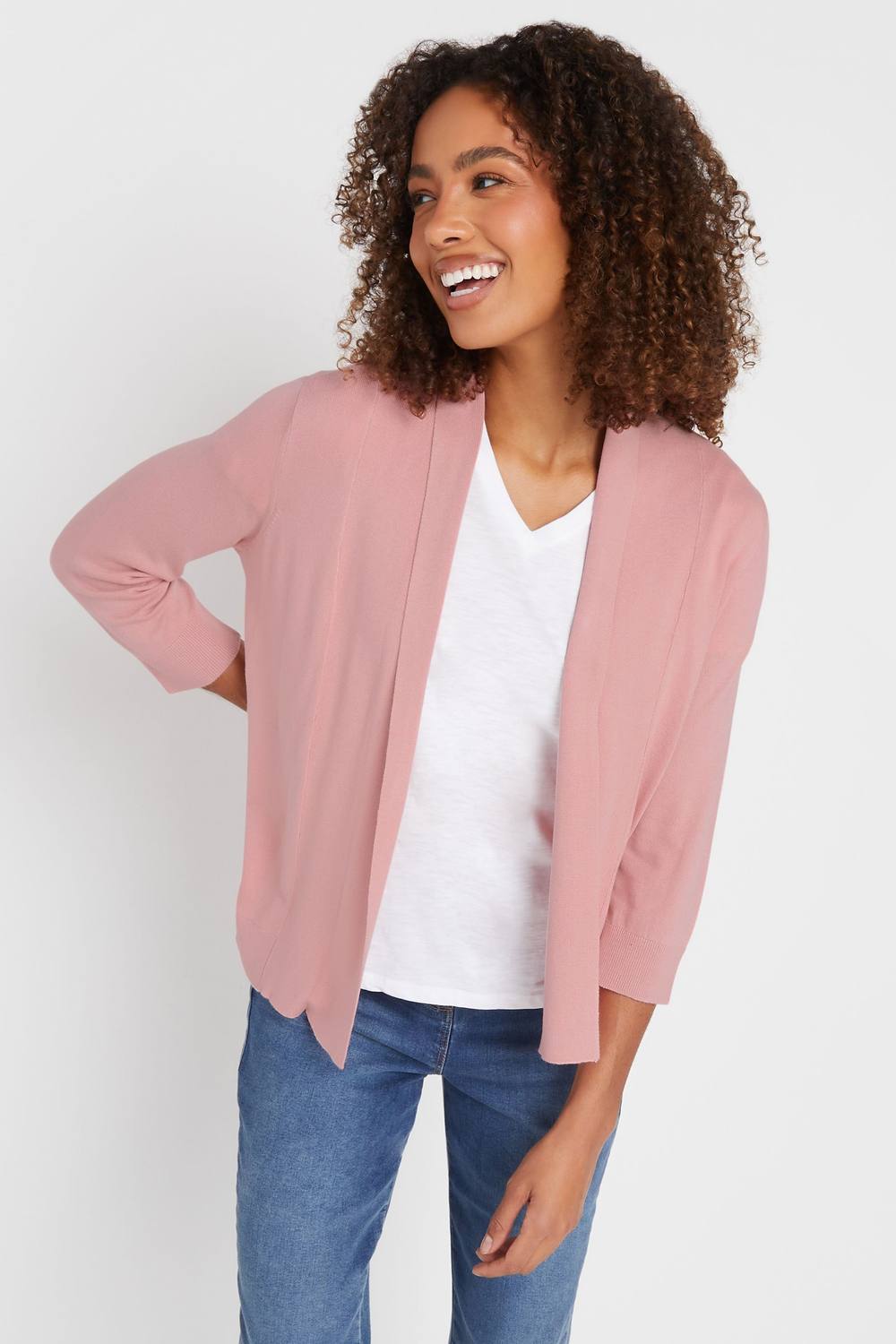 M&co Shawl Collar Cardigan In Pink M&co Shawl Collar Cardigan In Pink