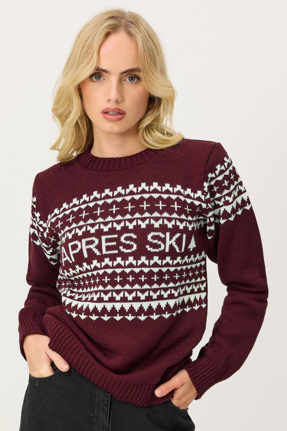 Pixiegirl Petite Knitted Slogan Jumper In Red Pixiegirl Petite Knitted Slogan Jumper In Red