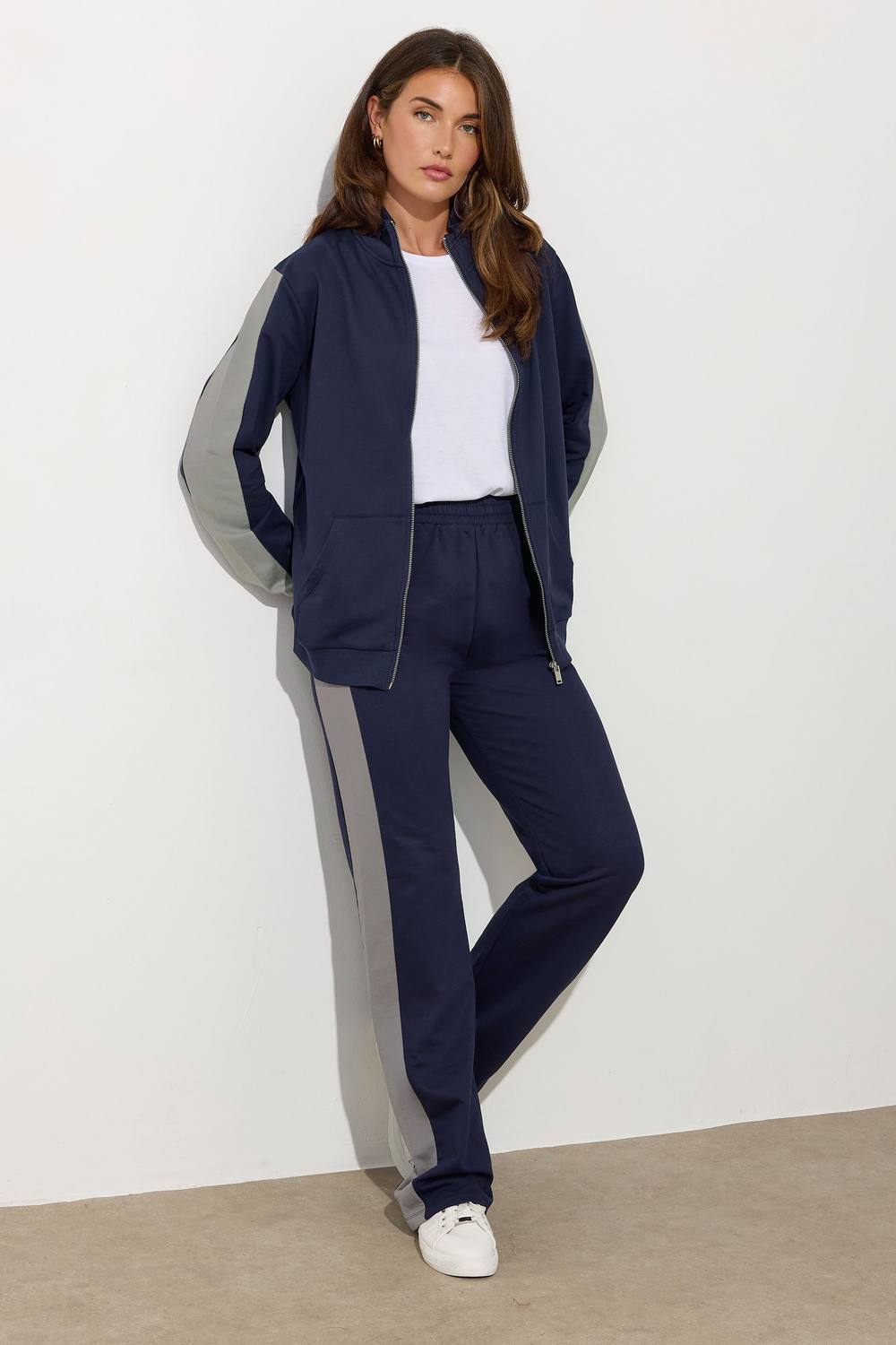 Long Tall Sally Tall Side Stripe Joggers In Dark Navy Long Tall Sally Tall Side Stripe Joggers In Dark Navy