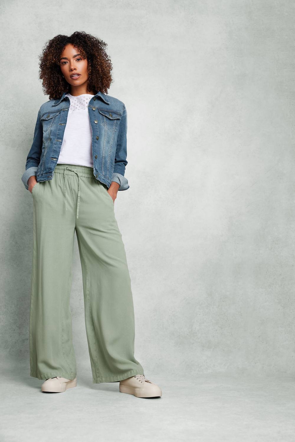 M&co Wide Leg Trousers In Light Green M&co Wide Leg Trousers In Light Green