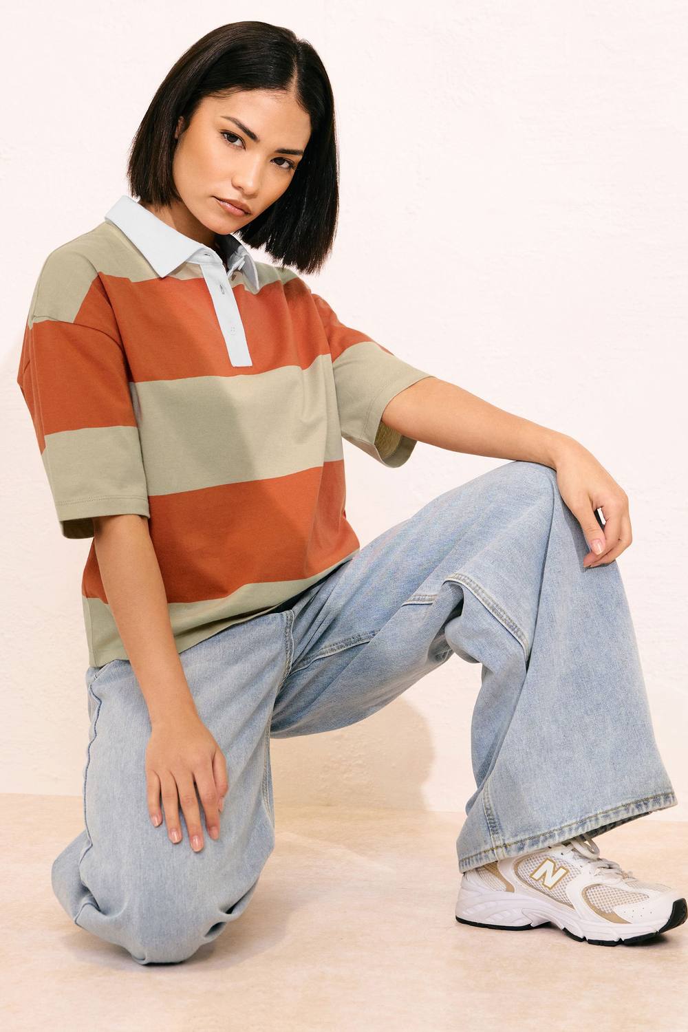 Pixiegirl Petite Striped Rugby Shirt In Orange Pixiegirl Petite Striped Rugby Shirt In Orange