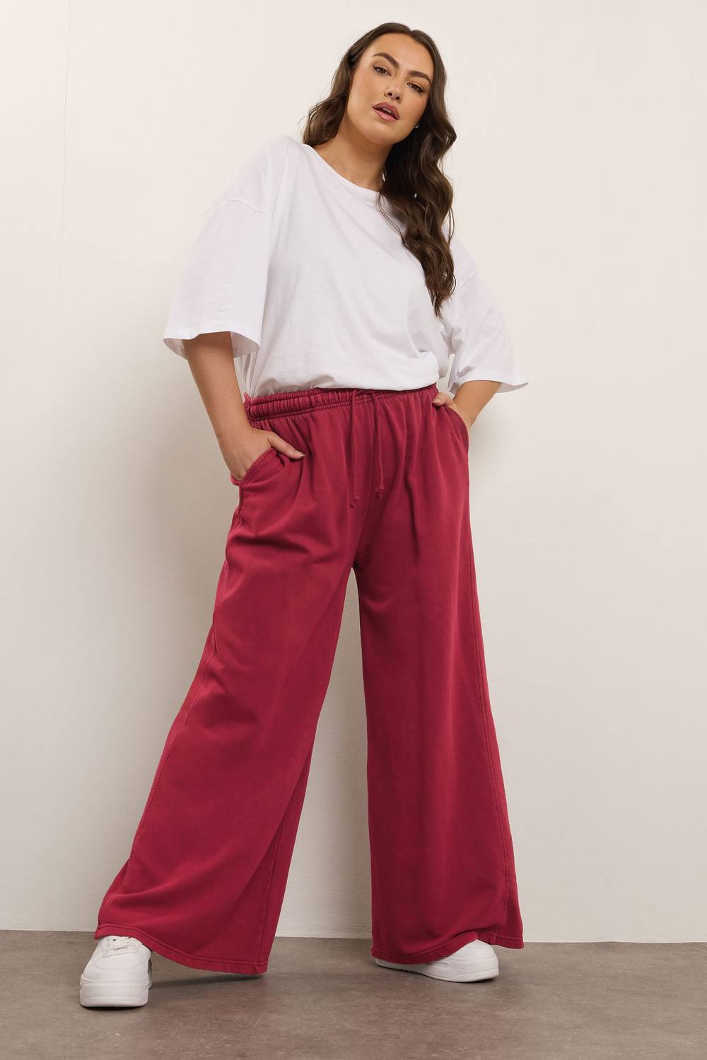 Yours Wide Leg Joggers In Red Yours Wide Leg Joggers In Red
