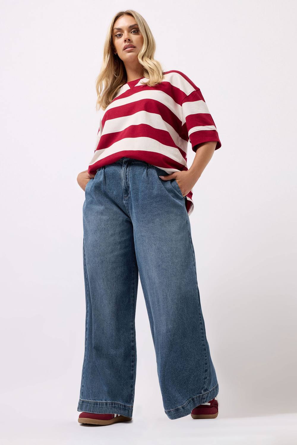Yours Washed Wide Leg Jeans In Blue Yours Washed Wide Leg Jeans In Blue