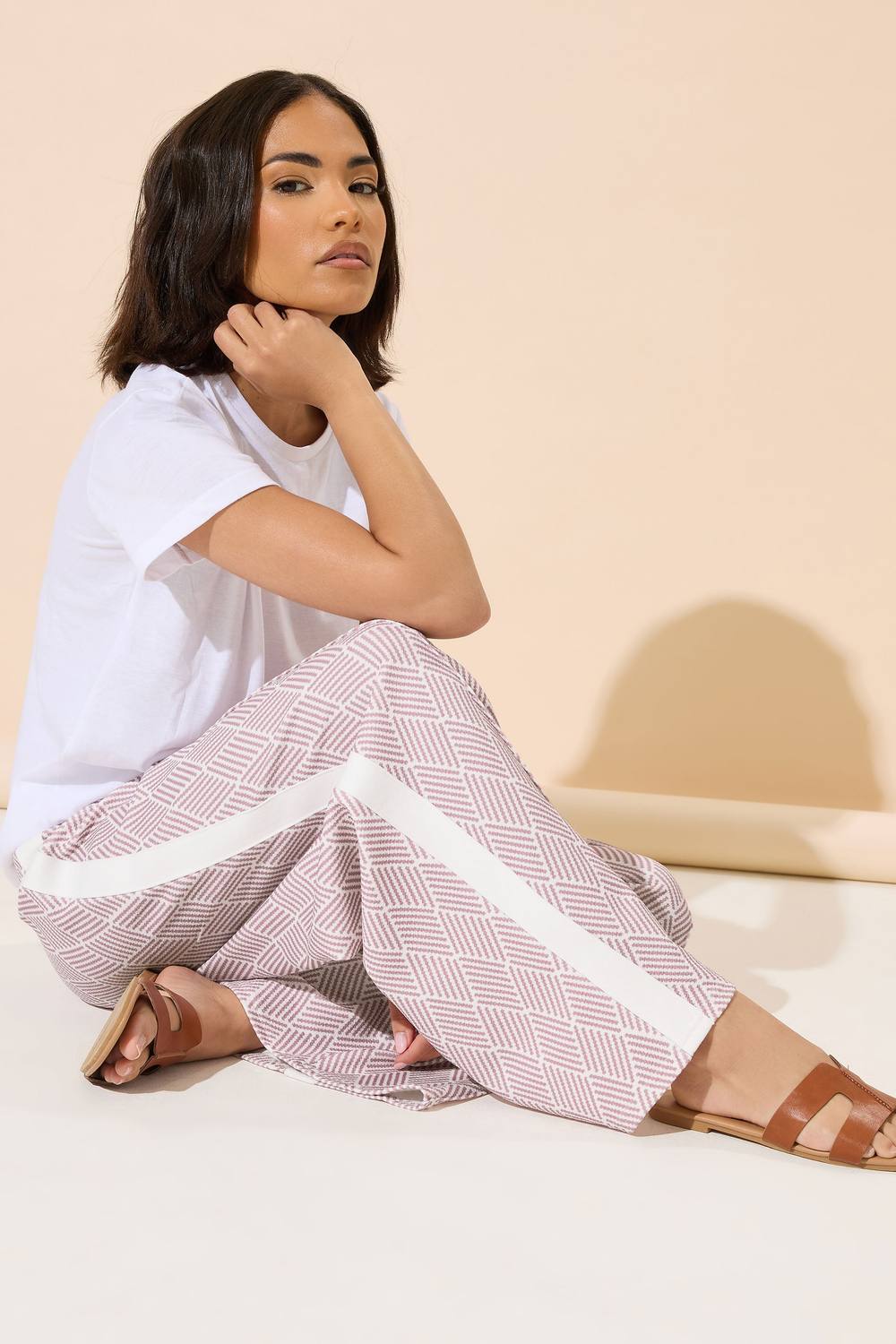 Pixiegirl Petite Jacquard Stripe Wide Leg Trousers In Pink Pixiegirl Petite Jacquard Stripe Wide Leg Trousers In Pink