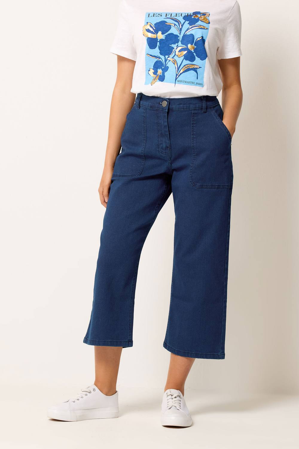 M&co Stretch Carpenter Cropped Jeans In Indigo