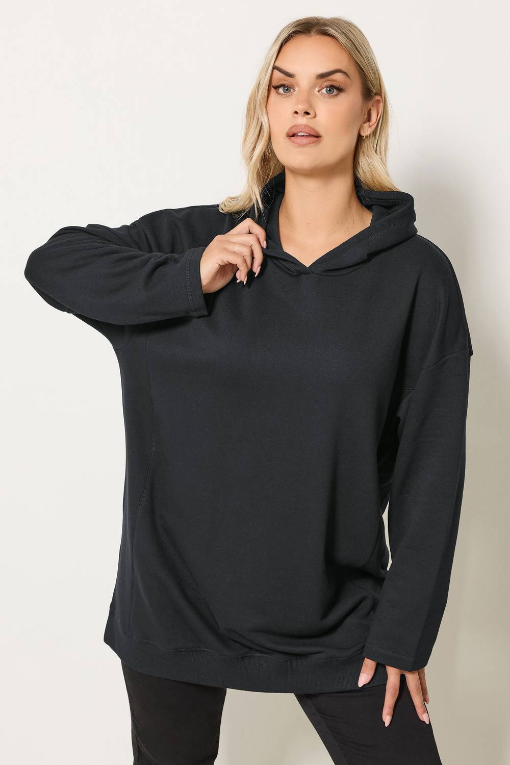 Yours Seam Detail Hoodie In Black Yours Seam Detail Hoodie In Black
