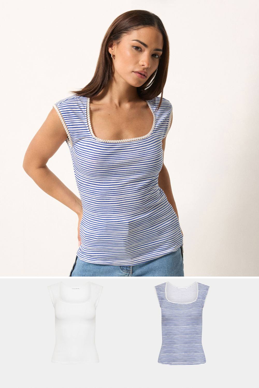 Pixiegirl Petite Pack Stripe Vest Tops Pixiegirl Petite Pack Stripe Vest Tops