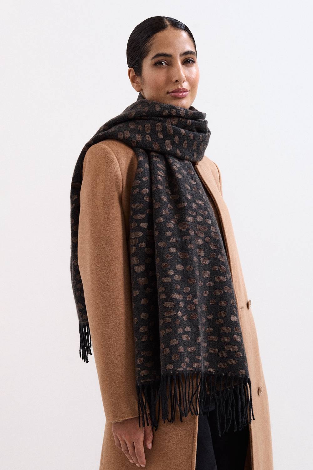 Phase Eight Irregular Spot Scarf In Black Phase Eight Irregular Spot Scarf In Black