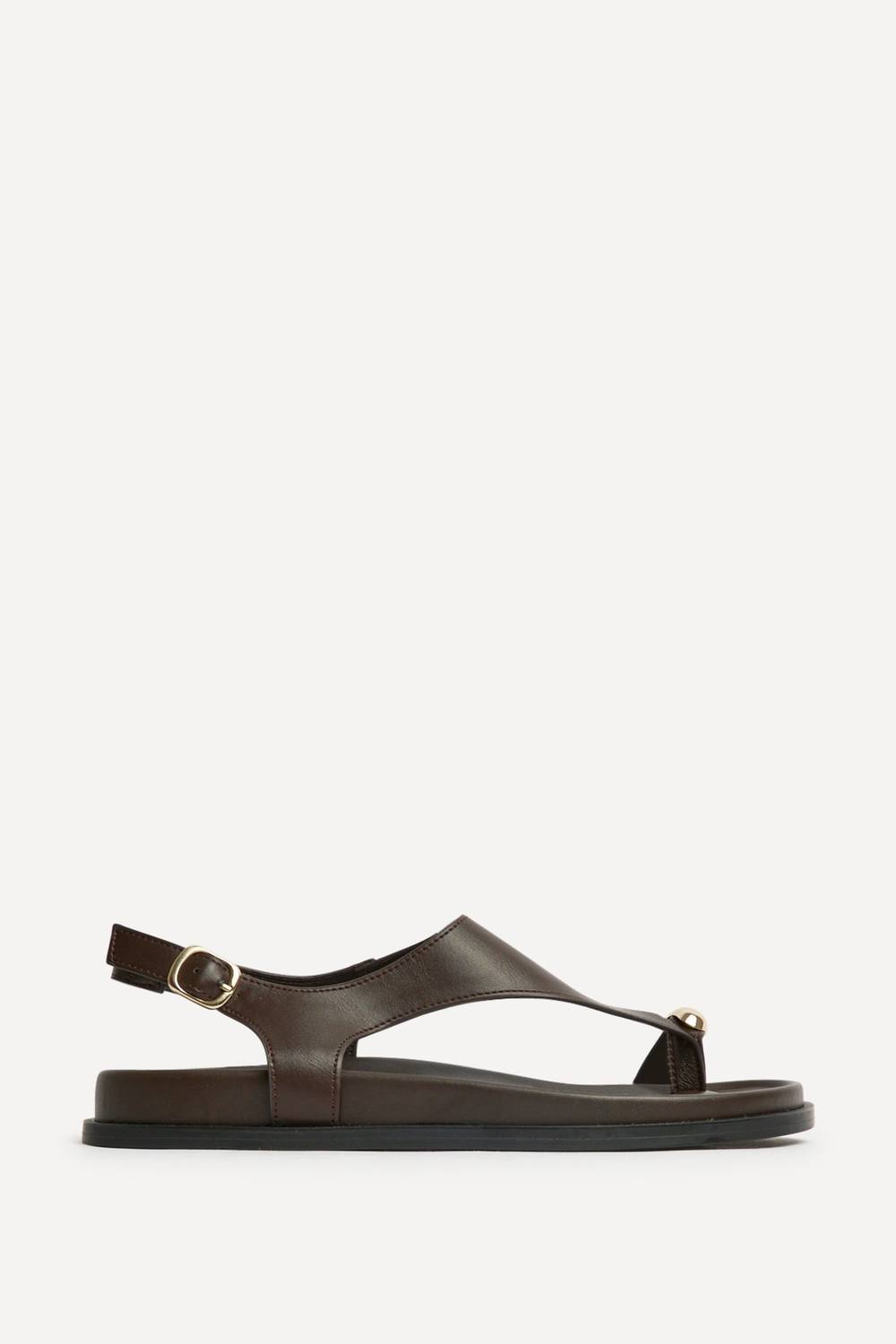 Linzi Latch Brown Toe Ring Flat Sandals Linzi Latch Brown Toe Ring Flat Sandals