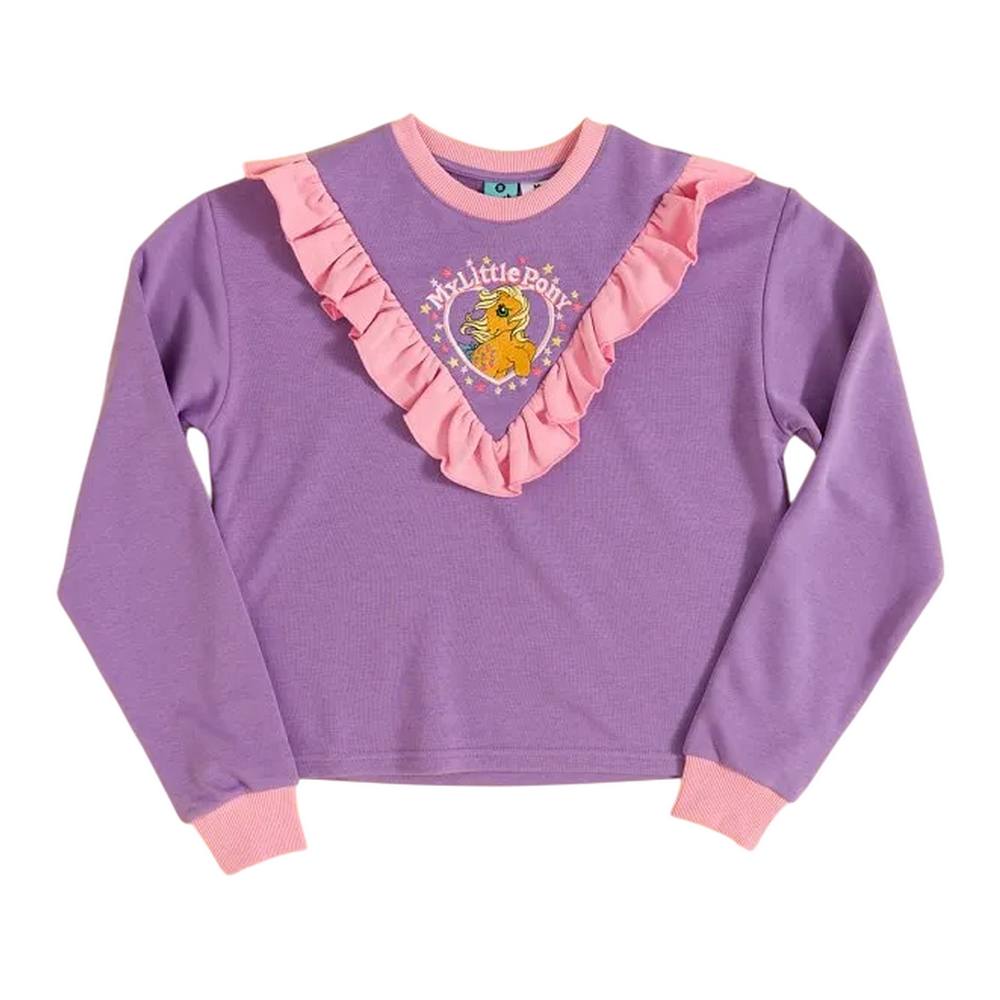 My Little Pony Ruffled Cropped Sweatshirt In Lilac My Little Pony Ruffled Cropped Sweatshirt In Lilac