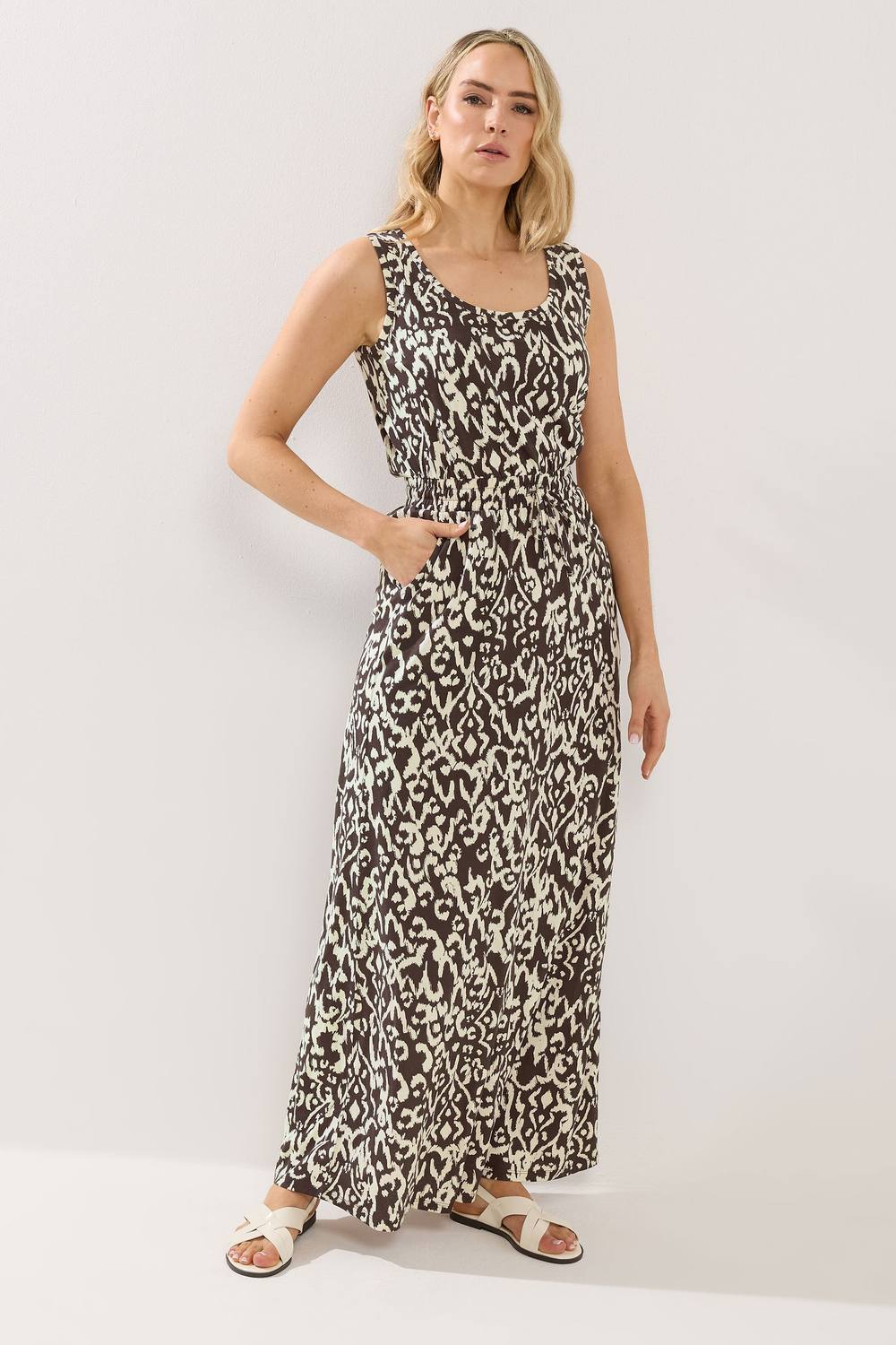 Long Tall Sally Tall Aztec Tie Waist Maxi Dress In Chocolate Long Tall Sally Tall Aztec Tie Waist Maxi Dress In Chocolate