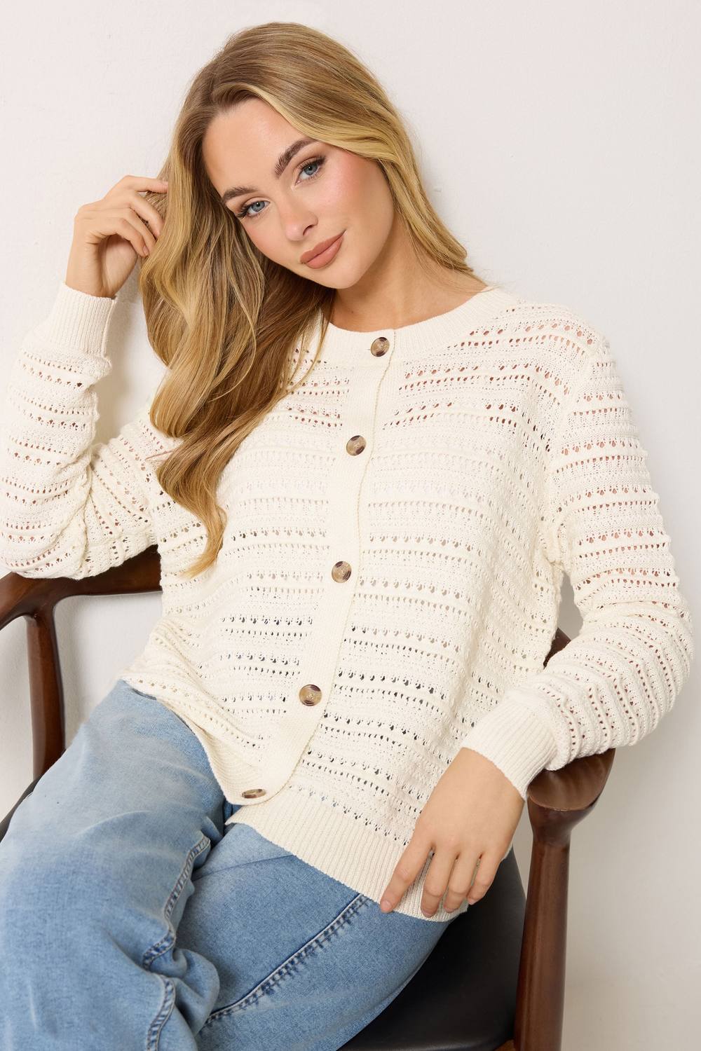 M&co Crochet Cardigan In Cream M&co Crochet Cardigan In Cream
