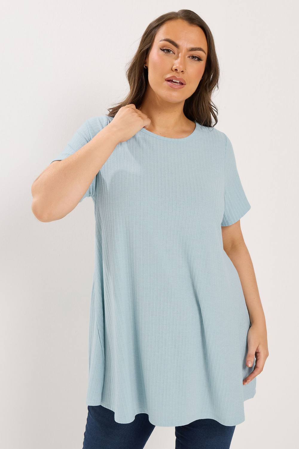 Yours Shimmer Swing Shirt In Light Blue Yours Shimmer Swing Shirt In Light Blue