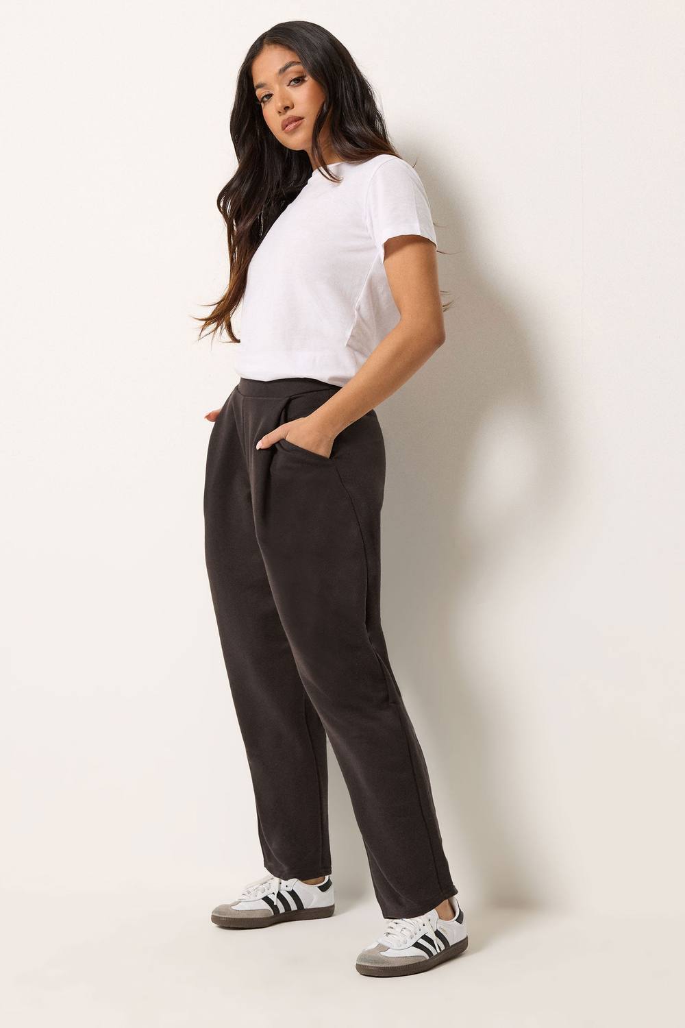 Pixiegirl Petite Textured Barrel Trousers In Chocolate Pixiegirl Petite Textured Barrel Trousers In Chocolate
