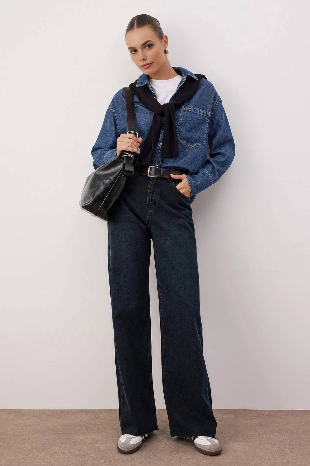 Wovcor High Waist Wide Leg Jeans In Black Wovcor High Waist Wide Leg Jeans In Black