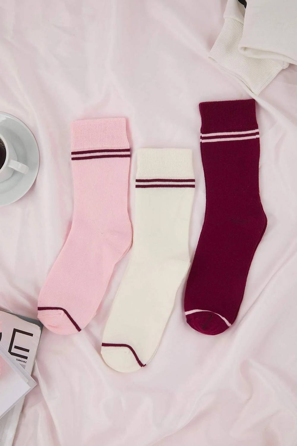 Wovcor Pack Cotton Striped Jacquard Knit Crew Socks Wovcor Pack Cotton Striped Jacquard Knit Crew Socks