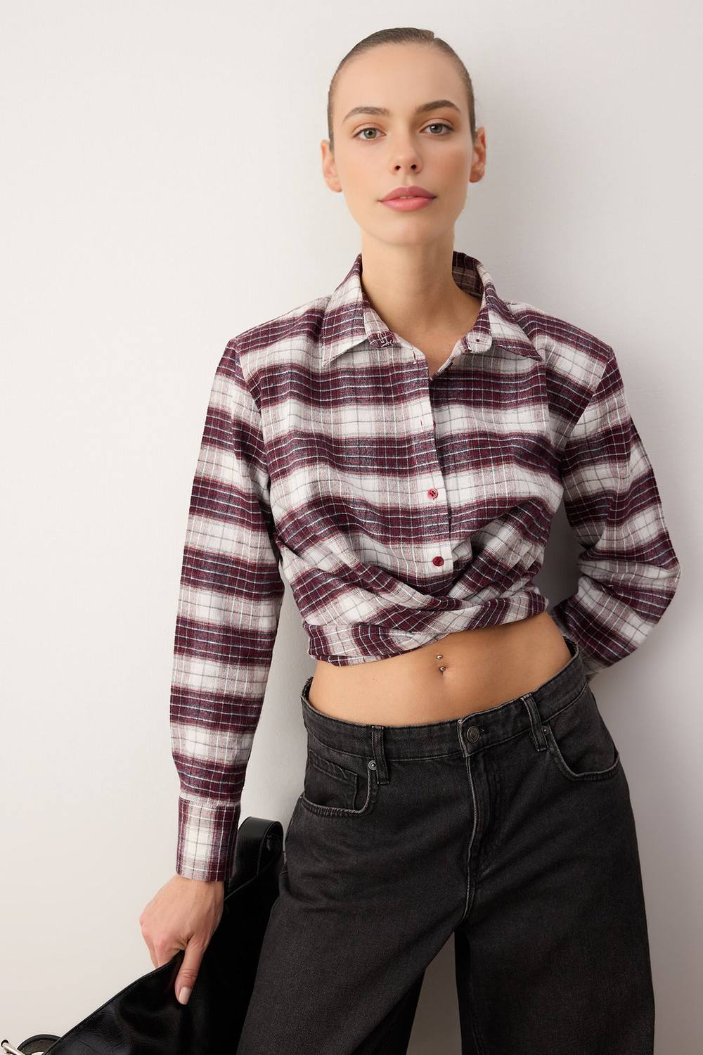 Wovcor Flannel Check Shirt With Tie Back Detail Wovcor Flannel Check Shirt With Tie Back Detail