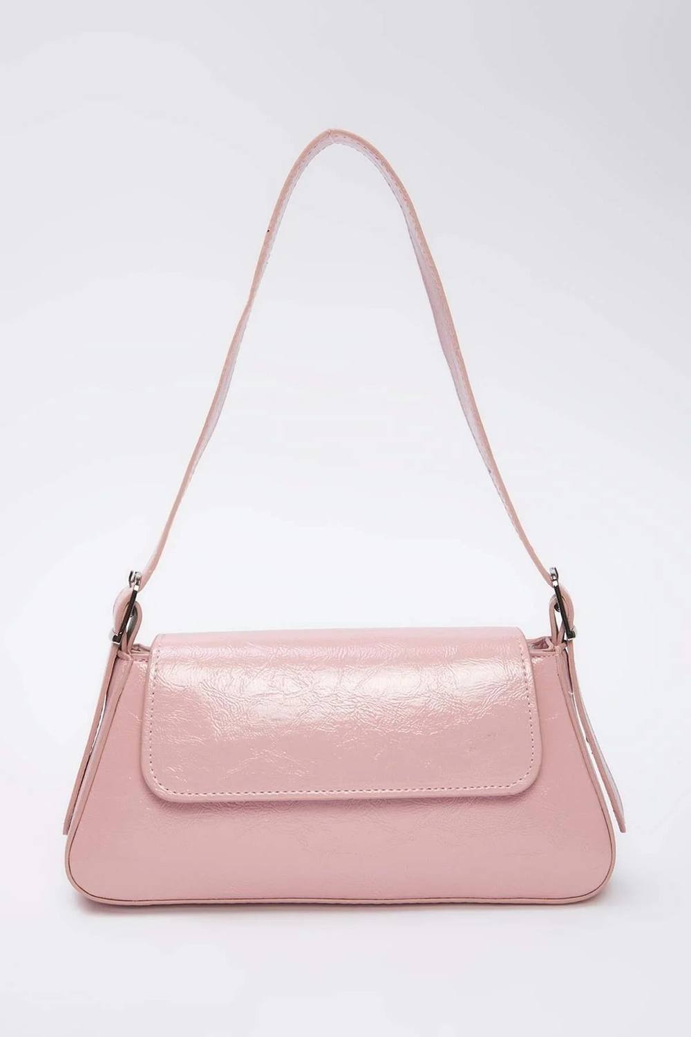 Wovcor Flap Over Baguette Shoulder Bag In Pink Wovcor Flap Over Baguette Shoulder Bag In Pink