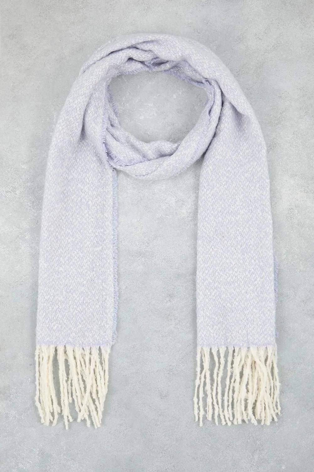 Wovcor Tassel Trim Boucle Knit Oversized Winter Scarf In Grey