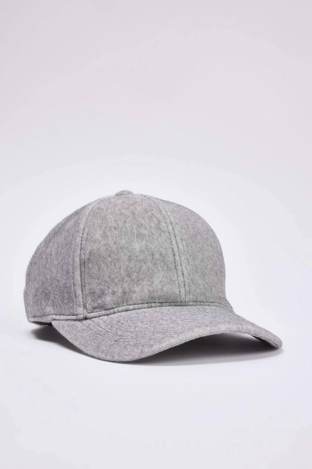 Wovcor Brushed Cashmere Panelled Baseball Cap In Grey Wovcor Brushed Cashmere Panelled Baseball Cap In Grey