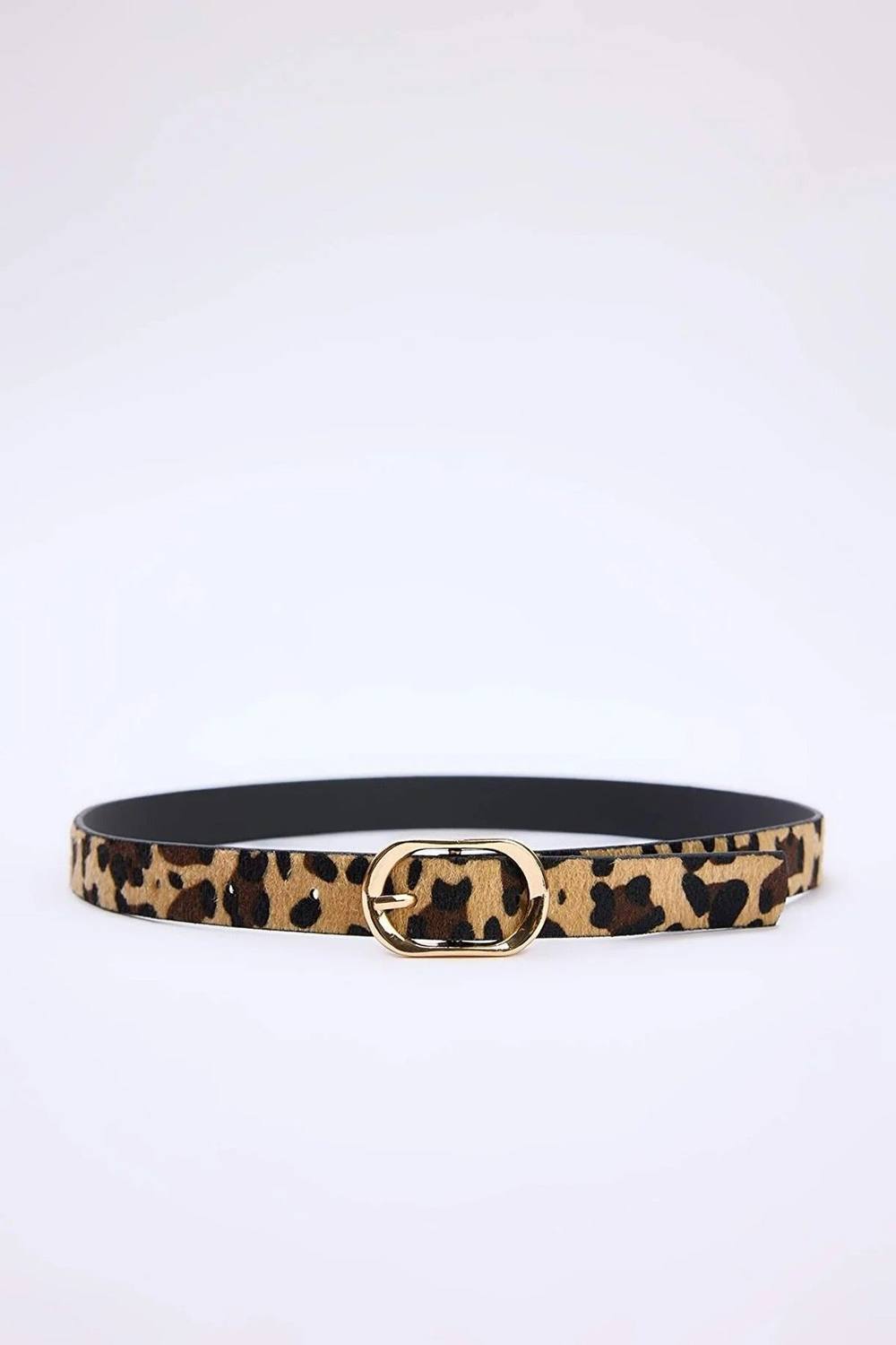 Wovcor Leopard Print Faux Hair Oval Buckle Fashion Belt Wovcor Leopard Print Faux Hair Oval Buckle Fashion Belt