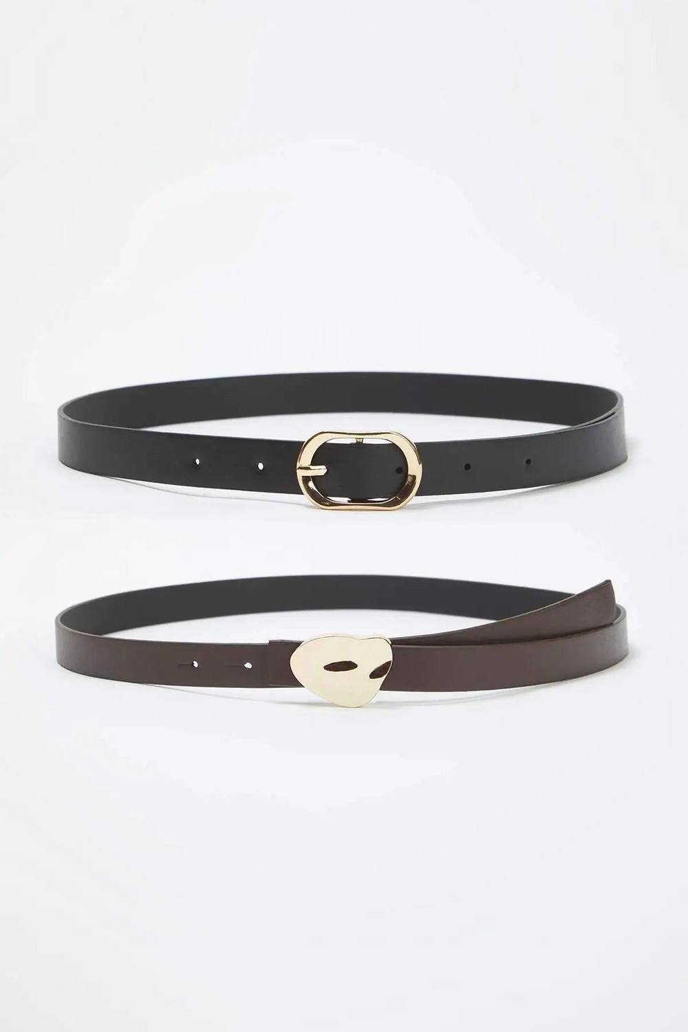 Wovcor Double Pack Gold Tone Mixed Buckle Slim Faux Leather Belt Wovcor Double Pack Gold Tone Mixed Buckle Slim Faux Leather Belt
