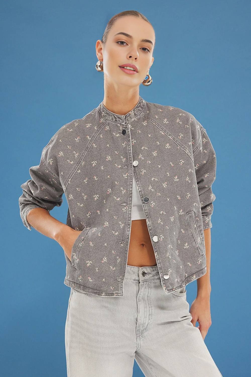 Wovcor Floral Washed Bomber Jacket Wovcor Floral Washed Bomber Jacket