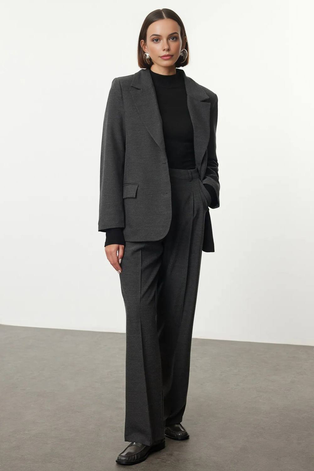 Wovcor Lined Woven Blazer Jacket In Dark Grey