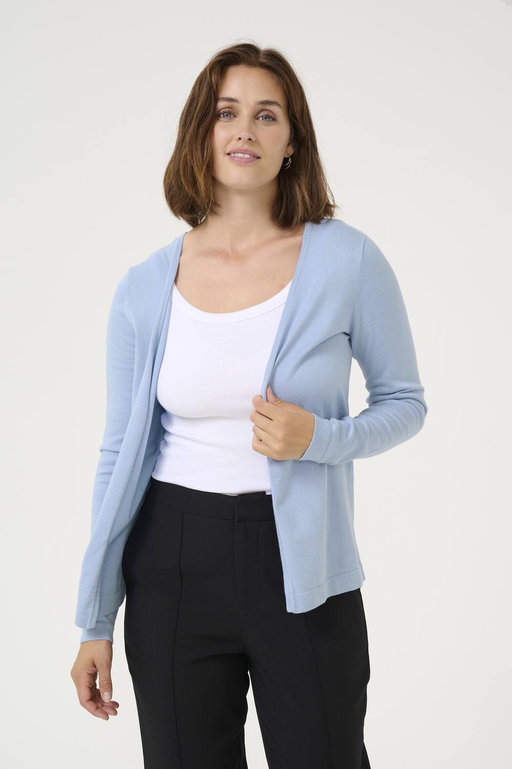 Kaffe Astrid Long Sleeve Open Cardigan In Pale Blue Kaffe Astrid Long Sleeve Open Cardigan In Pale Blue