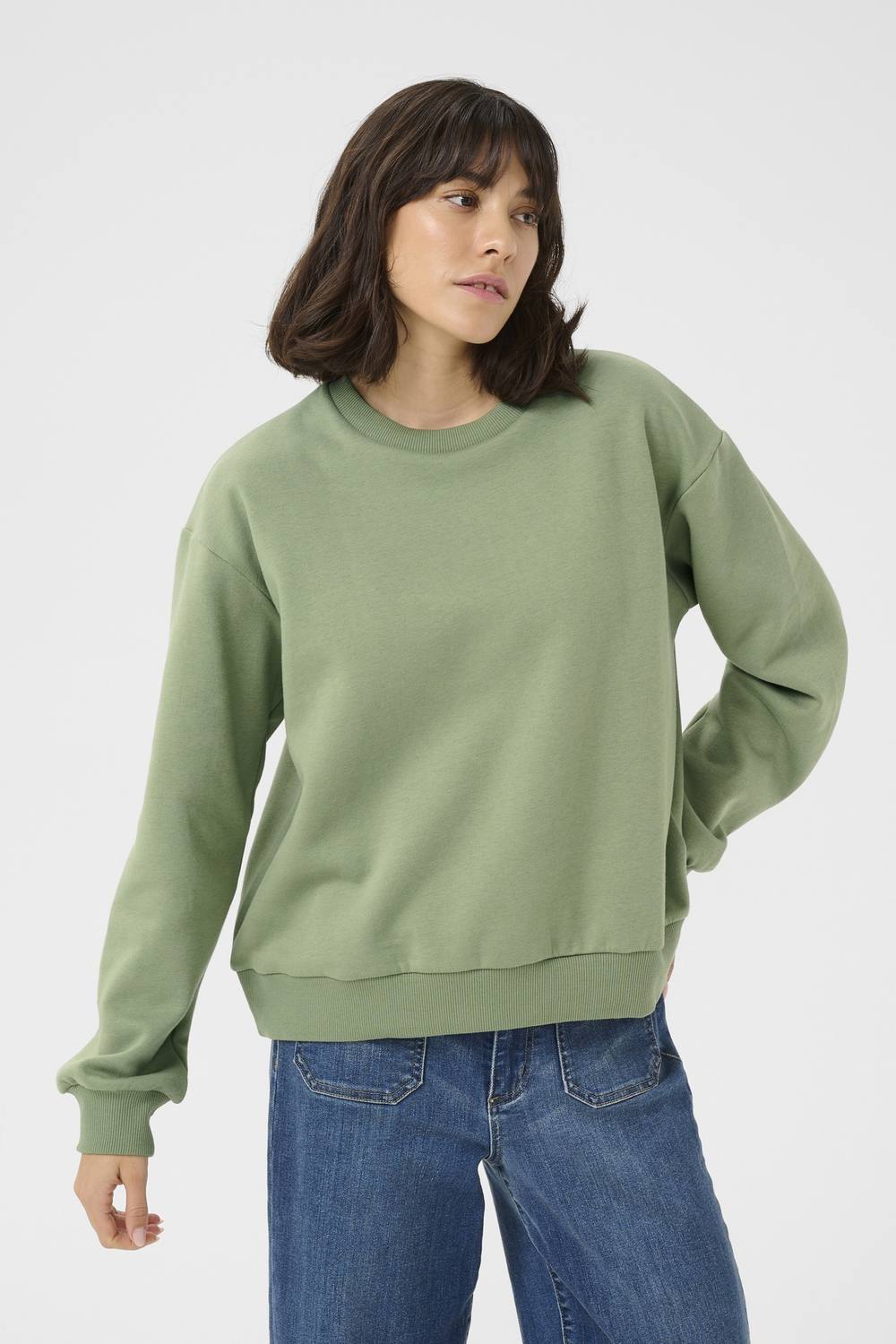 Kaffe Kahazel Statement Print Sweatshirt In Light Green Kaffe Kahazel Statement Print Sweatshirt In Light Green