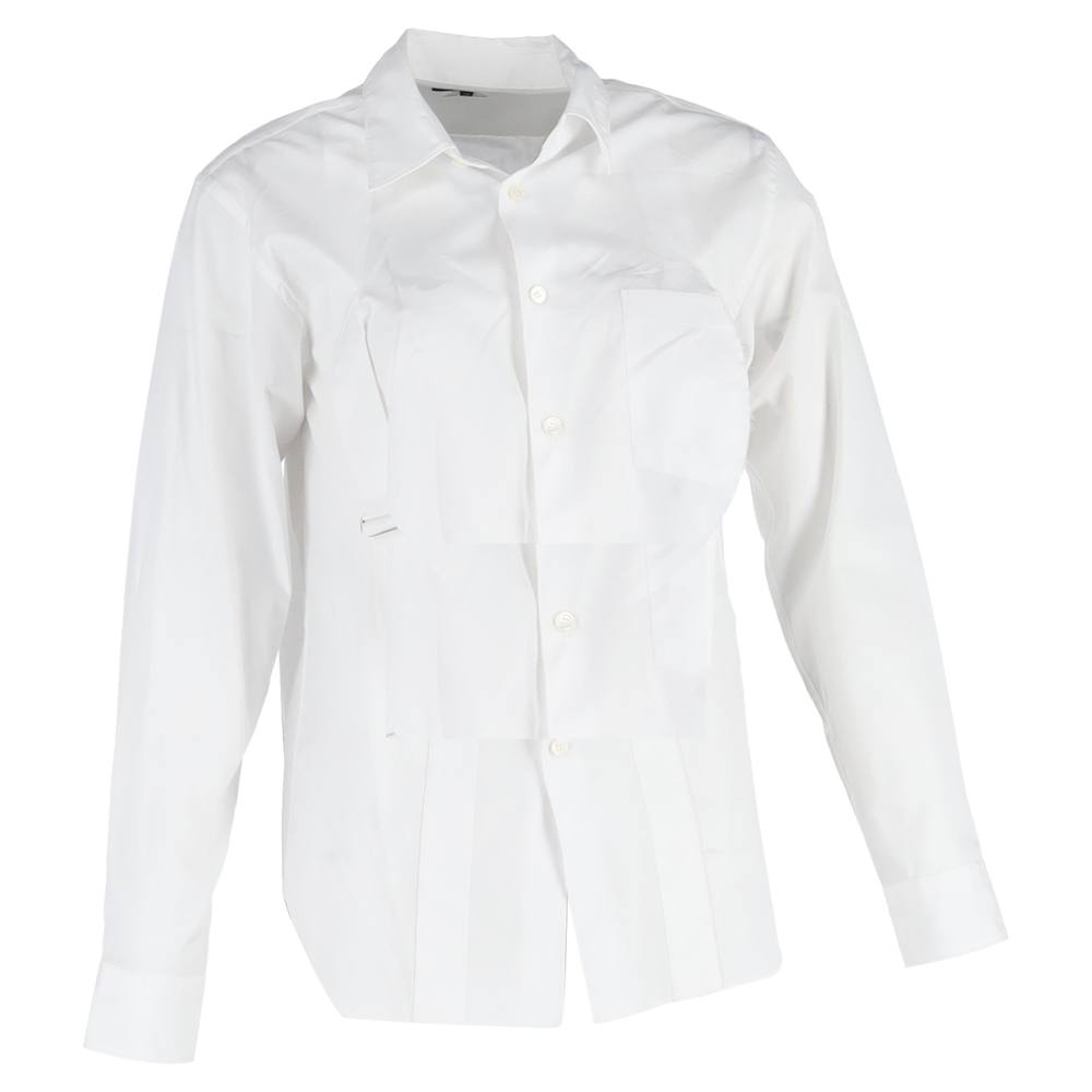 Comme Des Garcons Preloved Cutout Long Sleeve Shirt In White Cotton In Ecru Comme Des Garcons Preloved Cutout Long Sleeve Shirt In White Cotton In Ecru