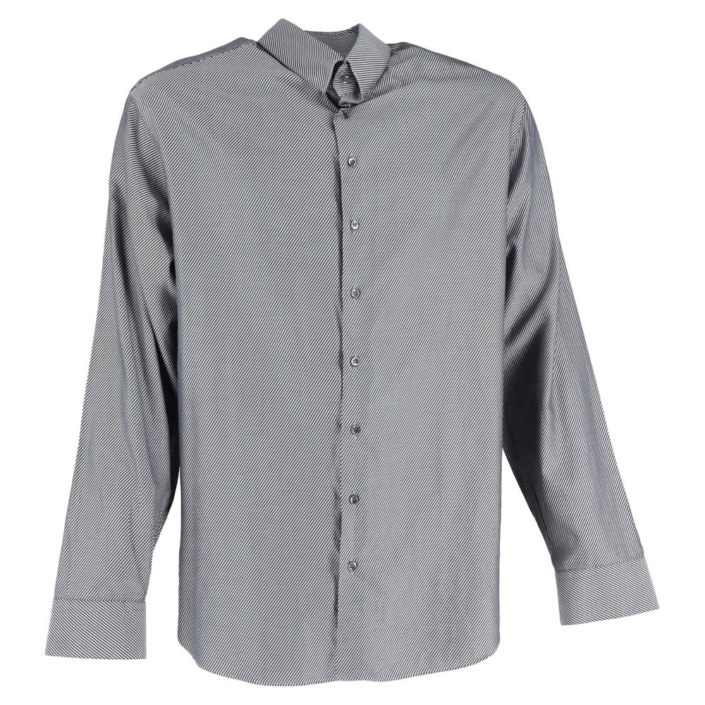 Giorgio Armani Men’s Preloved Diagonal Striped Long Sleeve Shirt in Grey Cotton Giorgio Armani Men’s Preloved Diagonal Striped Long Sleeve Shirt in Grey Cotton