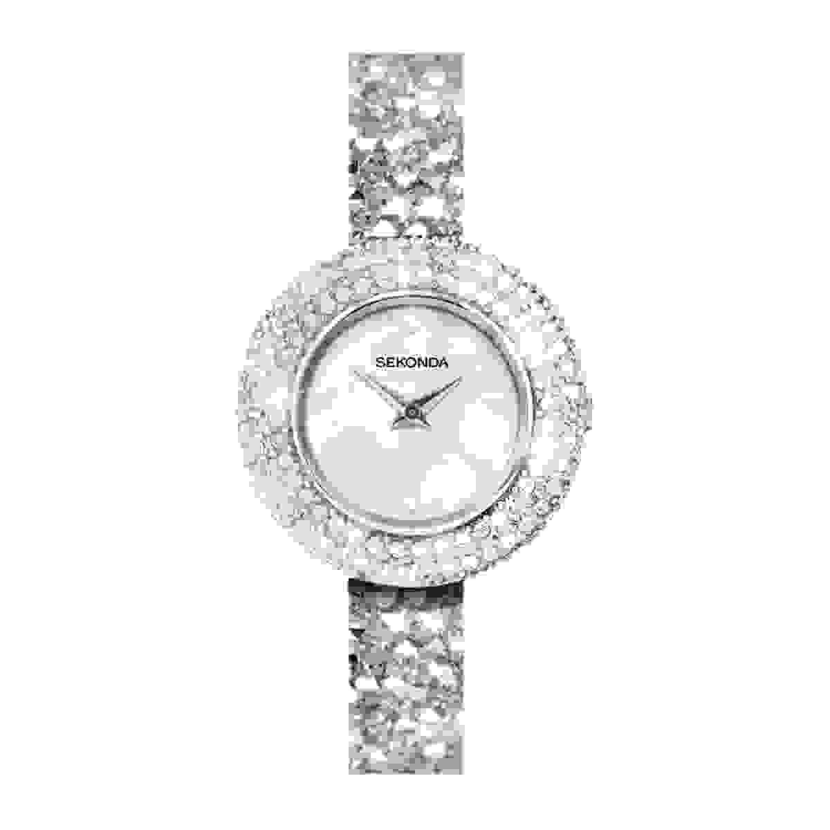 Sekonda Seksy Ladies Bling Round White Dial & silver stone Stainless Steel Bracelet Strap Watch Sekonda Seksy Ladies Bling Round White Dial & silver stone Stainless Steel Bracelet Strap Watch