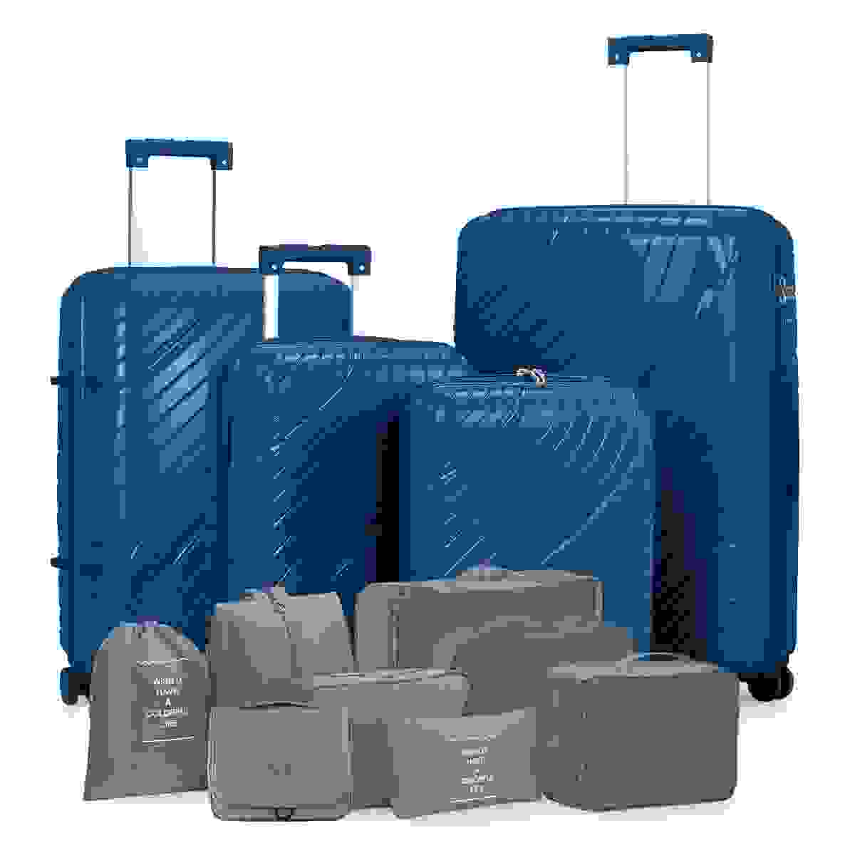 -Piece Luggage Set with Handbags & -Piece Toiletry Kit Durable PP Suitcase inininin + L Travel Tote + L Crossbody Wash Bag -Piece Luggage Set with Handbags & -Piece Toiletry Kit Durable PP Suitcase inininin + L Travel Tote + L Crossbody Wash Bag