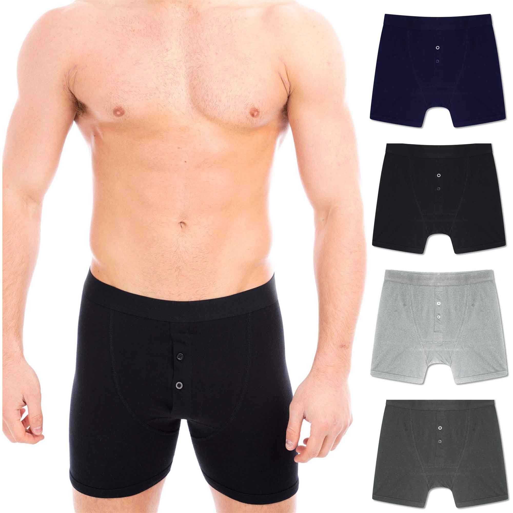 Pack of Men’s Cotton Boxer Shorts Button Fly Breathable Stretchy Classic Trunks Premium Comfort Everyday Wear Gym Sports Sock Stack