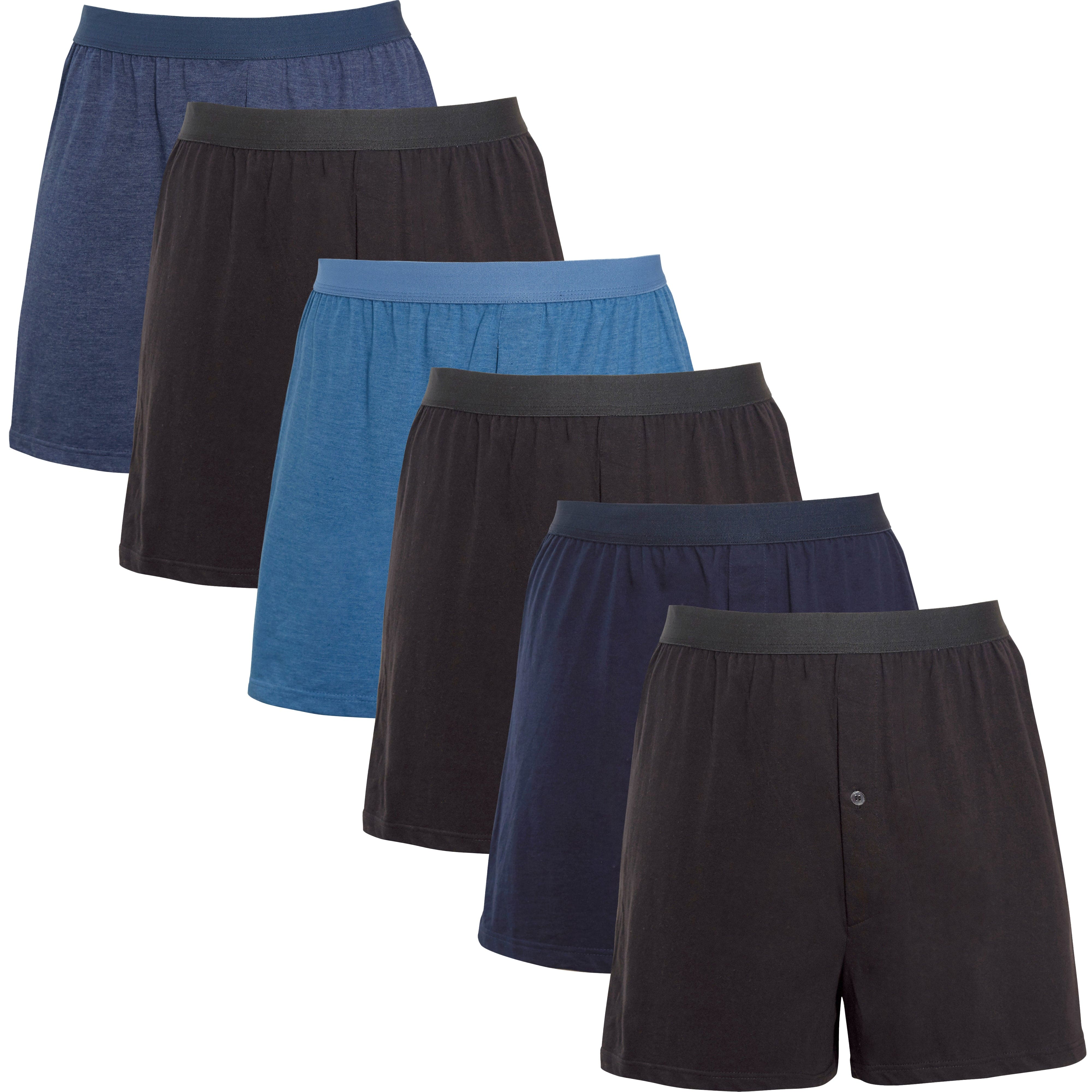 Pack of Men’s Boxer Shorts Loose Fit Cotton Blend Jersey Underwear Super Soft Button Fly & Elastic Waistband by Sock Stack – MEDIUM ASSORTED Pack of Men’s Boxer Shorts Loose Fit Cotton Blend Jersey Underwear Super Soft Button Fly & Elastic Waistband by Sock Stack – MEDIUM ASSORTED